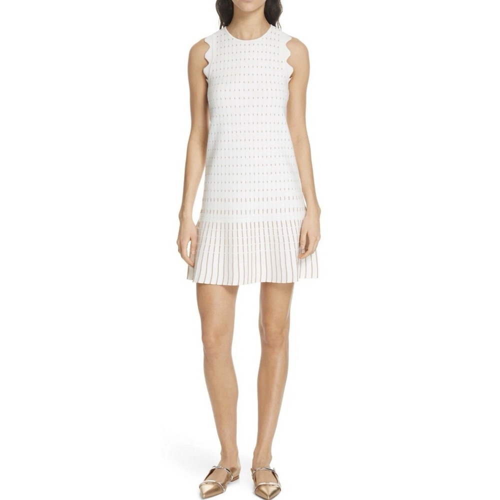 Ted Baker White Eyelet Midi Dress with Scalloped Sleeves